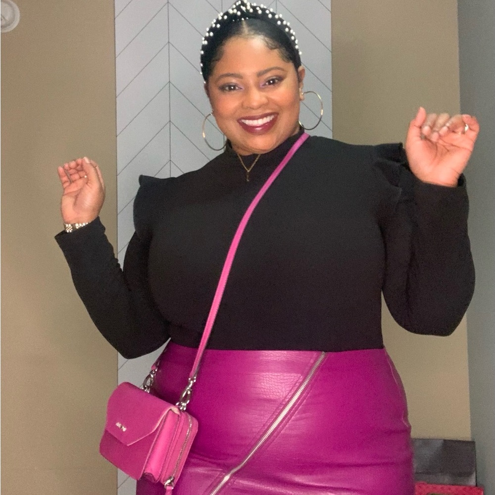 Bar III Black and Pink Mini Skirt